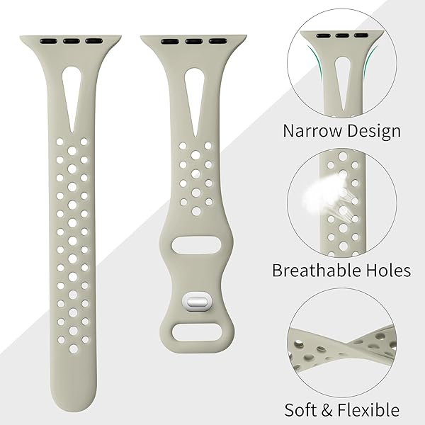 Ouwegaga Ouwegaga Soft Silicone Sport Bands for Apple Watch 38mm to 49mm Compatible with Series 1 to 10 for Men and Women - View 4 of 8