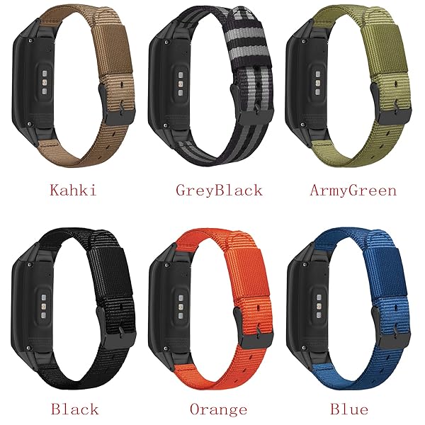 Lijinlan Soft Woven Nylon Replacement Bands for Samsung Galaxy Fit SM-R370 - Stylish & Comfortable Wrist Strap for Men & Women (Grey/Black) - View 6 of 7