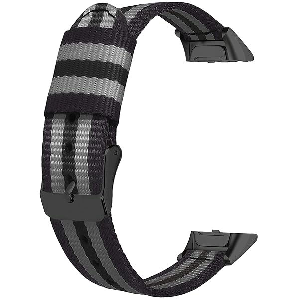 Lijinlan Soft Woven Nylon Replacement Bands for Samsung Galaxy Fit SM-R370 - Stylish & Comfortable Wrist Strap for Men & Women (Grey/Black) - View 2 of 7