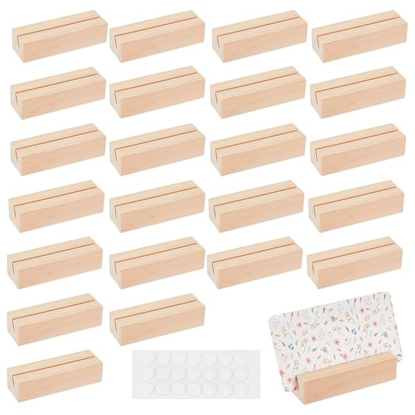 OLYCRAFT OLYCRAFT 20PCS Wood Place Card Holders for Weddings Parties Events Double Side Display Mini Blackboard Table Number Stands - View 2 of 8