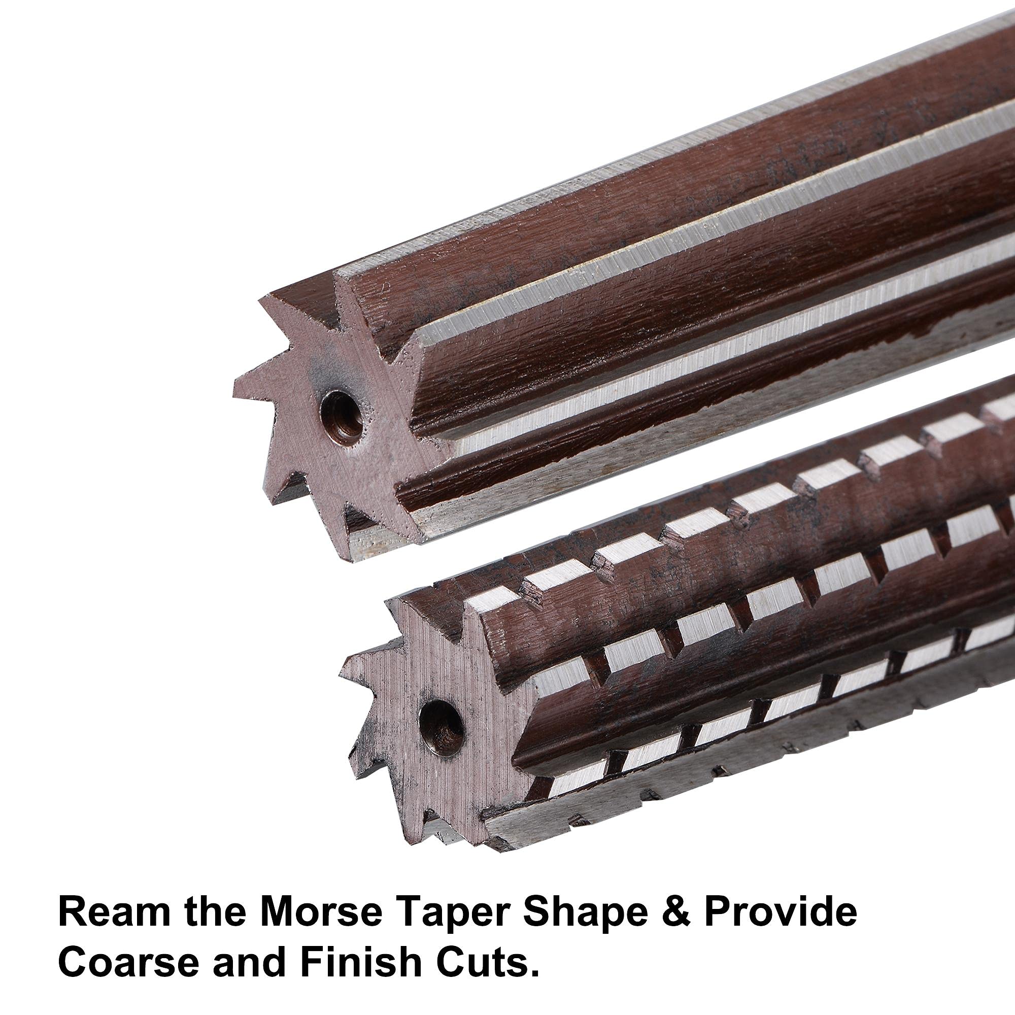 uxcell uxcell MT3 Morse Taper Reamer Set Coarse Finish H8 Accuracy Alloy Tool Steel 8 Flutes Straight Shank Hand Reamer Cutter 2pcs - View 3 of 7