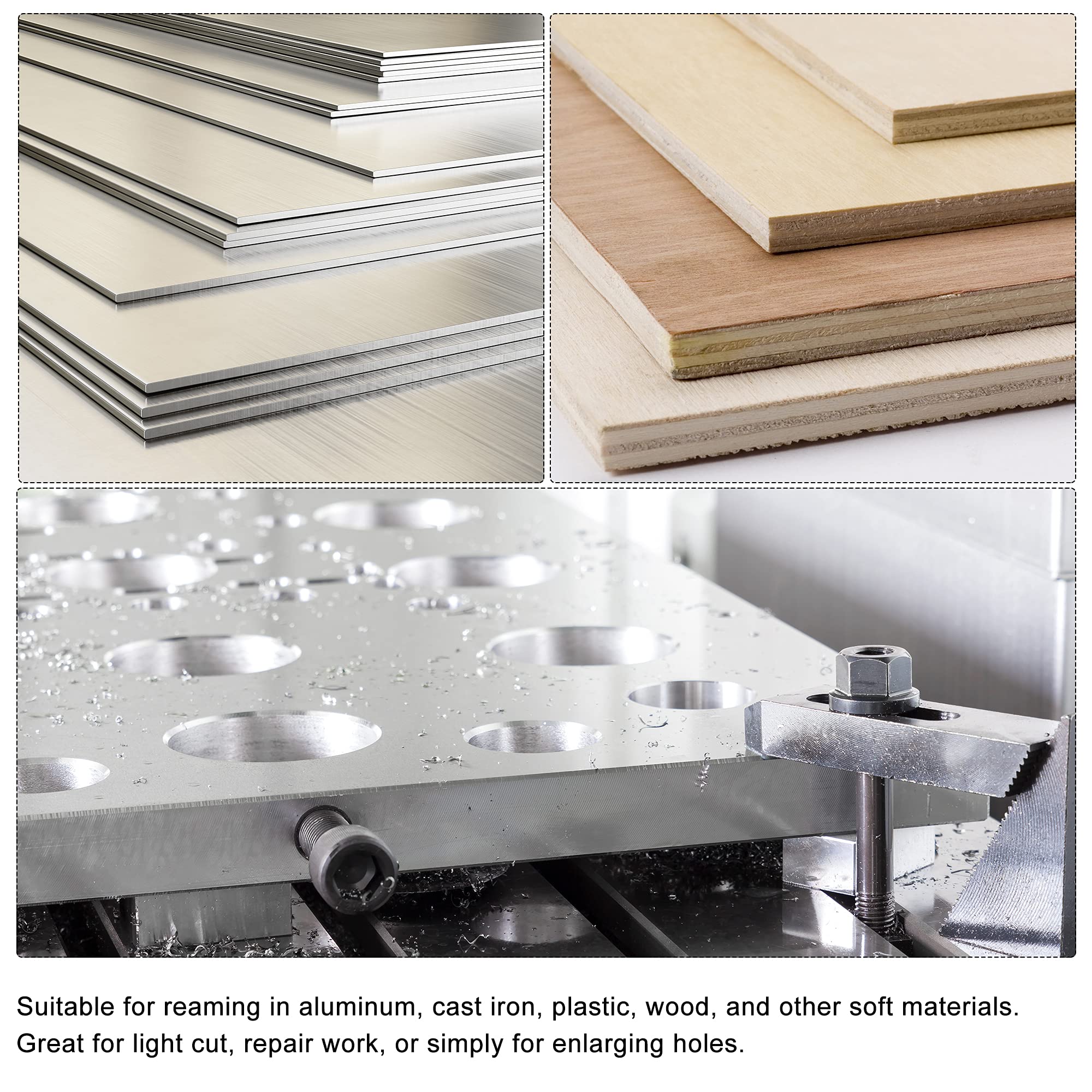 uxcell uxcell MT3 Morse Taper Reamer Set Coarse Finish H8 Accuracy Alloy Tool Steel 8 Flutes Straight Shank Hand Reamer Cutter 2pcs - View 7 of 7