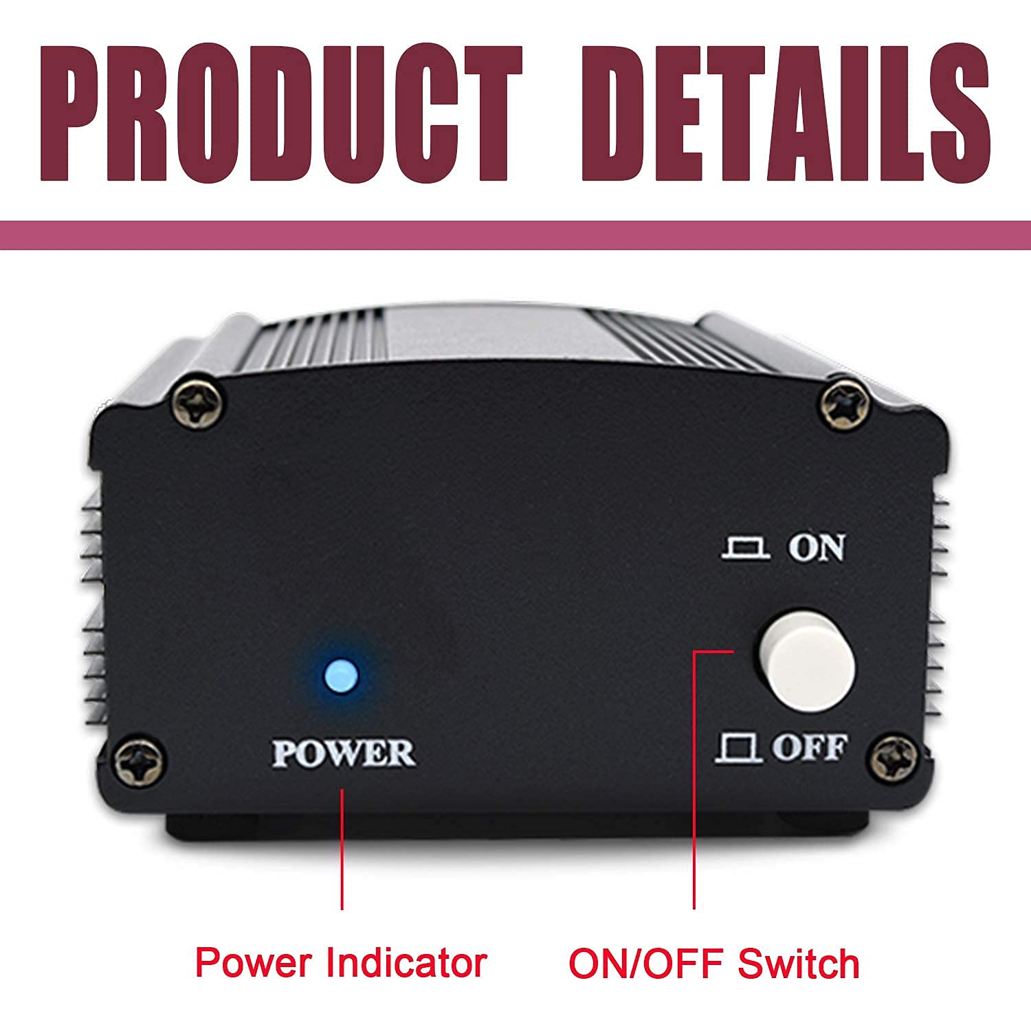 fotoconic Fotoconic 1-Channel 48V Phantom Power Supply with Adapter and XLR Microphone Cable for Condenser Microphone Music Recording Equipment - View 2 of 7