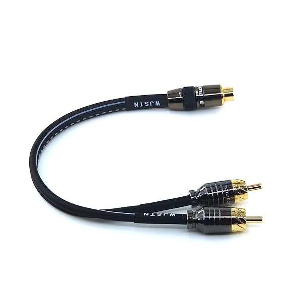 WJSTN WJSTN RCA Splitter 1 Female 2 Male Y Adapter 8 Inch Subwoofer Audio Video Cable - View 5 of 6