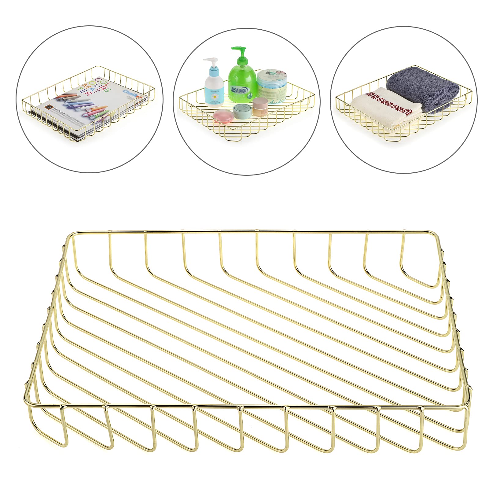 BTSKY Elegant A4 File Tray Organizer for Office and Home Storage Stylish Desk Document and Magazine Holder in Gold - View 3 of 7