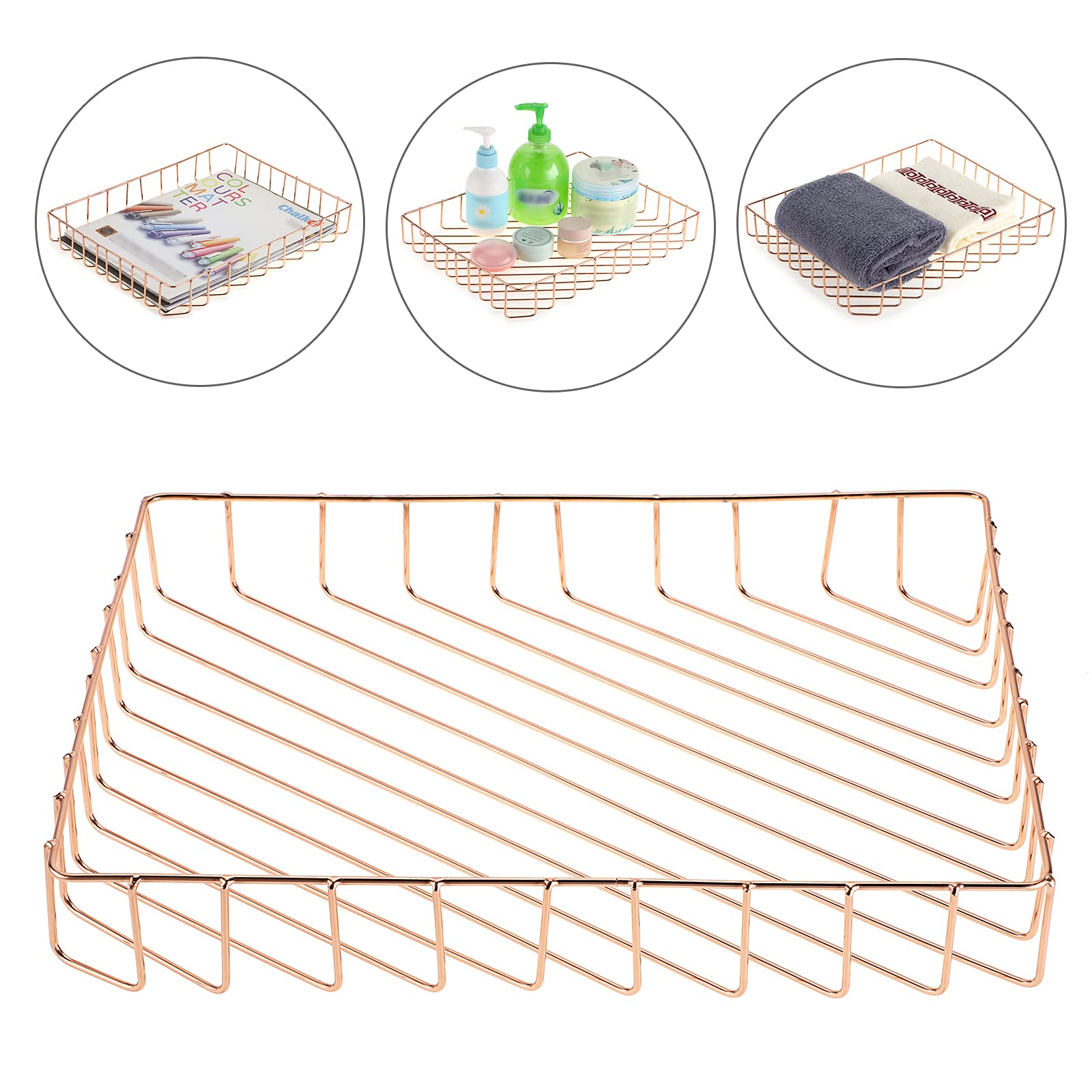 BTSKY Rose Gold A4 File Tray Organizer Elegant Desk Storage for Documents Magazines Office and Bathroom Use - View 3 of 7