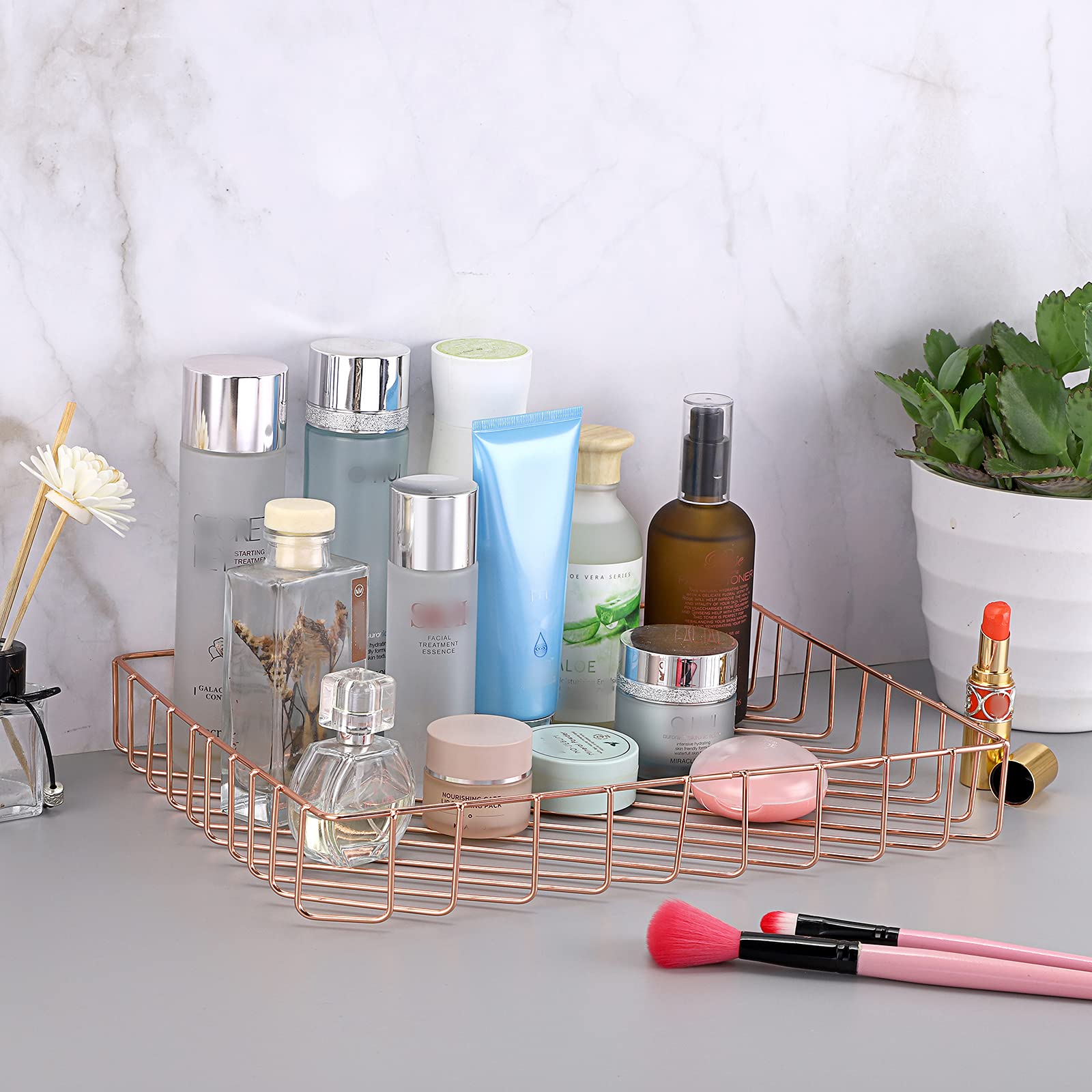 BTSKY Rose Gold A4 File Tray Organizer Elegant Desk Storage for Documents Magazines Office and Bathroom Use - View 7 of 7