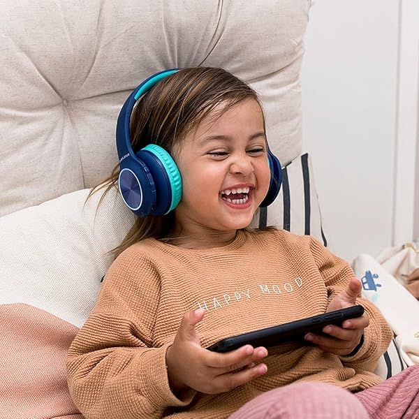 PowerLocus PowerLocus PLED Kids Bluetooth Headphones: Safe Volume, LED Lights & Hi-Fi Sound for Travel & Tablets - View 10 of 11