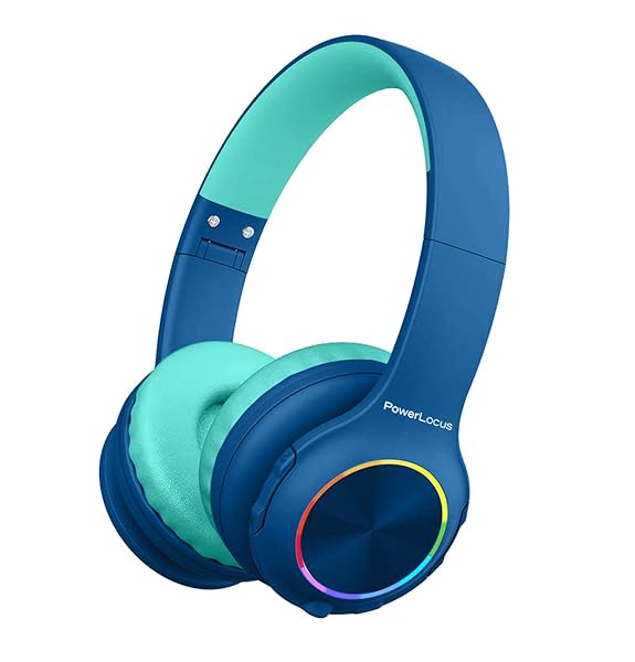 PowerLocus PowerLocus PLED Kids Bluetooth Headphones: Safe Volume, LED Lights & Hi-Fi Sound for Travel & Tablets - View 3 of 11