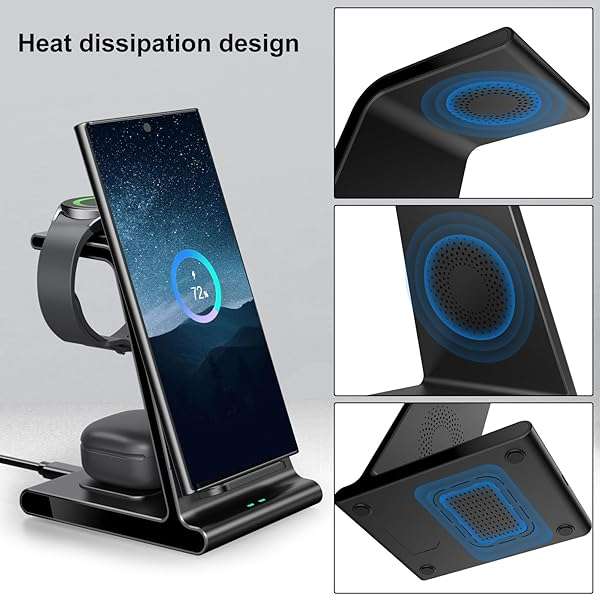 Phelinta Fast Wireless Charger for Samsung Galaxy S24/S23/Note 20 & Galaxy Watch/Buds - Charging Station (Adapter Not Included) - View 7 of 9