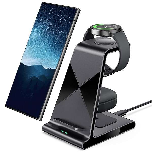 Phelinta Fast Wireless Charger for Samsung Galaxy S24/S23/Note 20 & Galaxy Watch/Buds - Charging Station (Adapter Not Included) - View 3 of 9