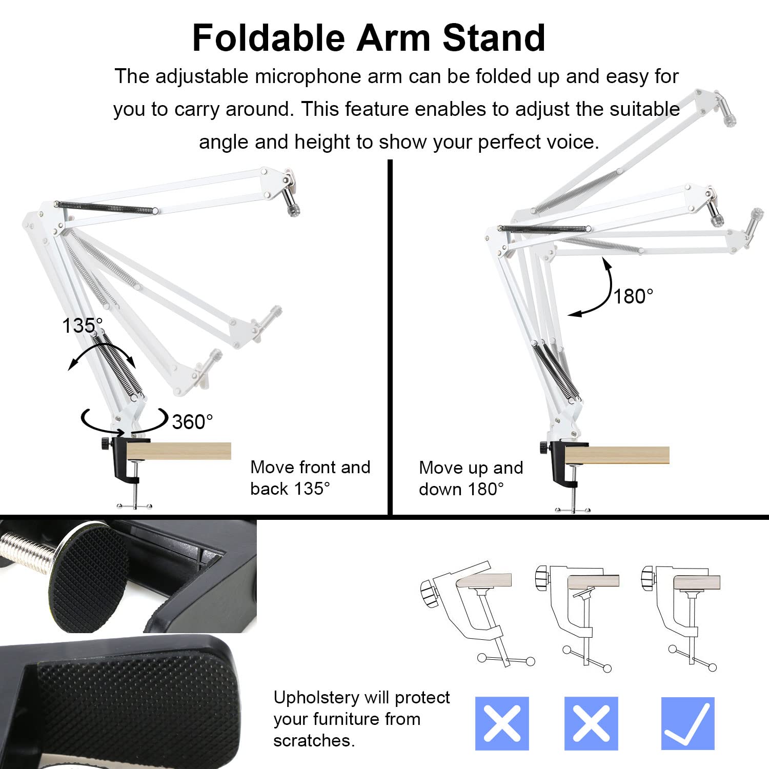 YOUSHARES Razer Seiren Mini Boom Arm with Pop Filter and Foam Cover for Streaming Microphone White - View 4 of 8