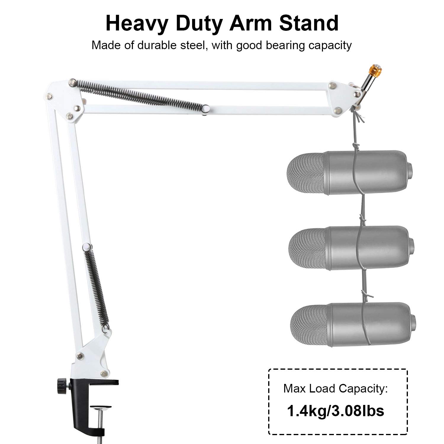 YOUSHARES Razer Seiren Mini Boom Arm with Pop Filter and Foam Cover for Streaming Microphone White - View 8 of 8