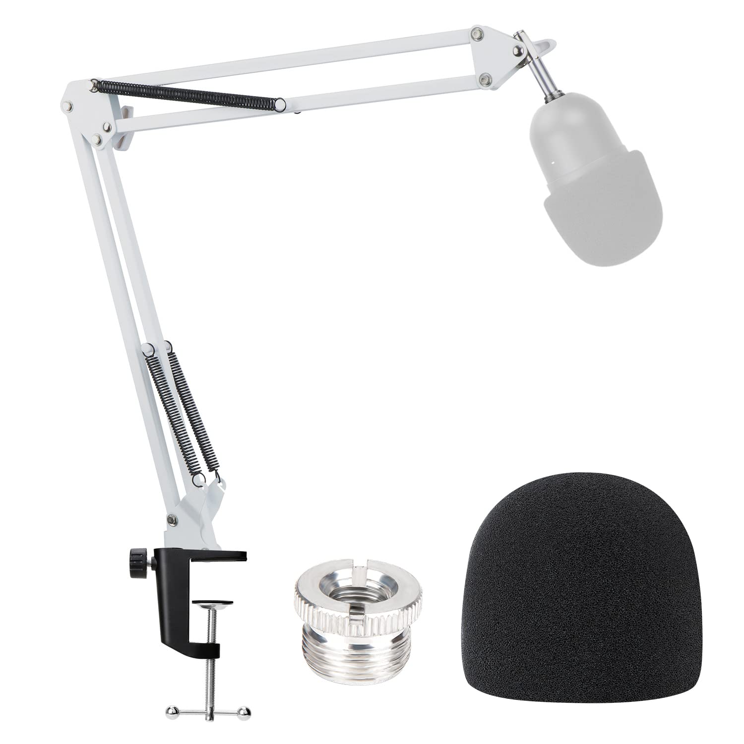 YOUSHARES Razer Seiren Mini Boom Arm with Pop Filter and Foam Cover for Streaming Microphone White