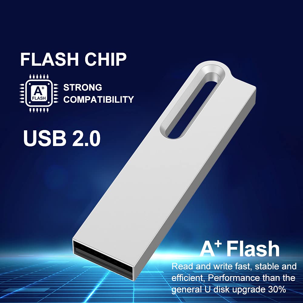 Aiibe 64GB Flash Drive 2 Pack Metal USB Drive Waterproof Portable Memory Stick with Keychain Black Silver - View 2 of 9