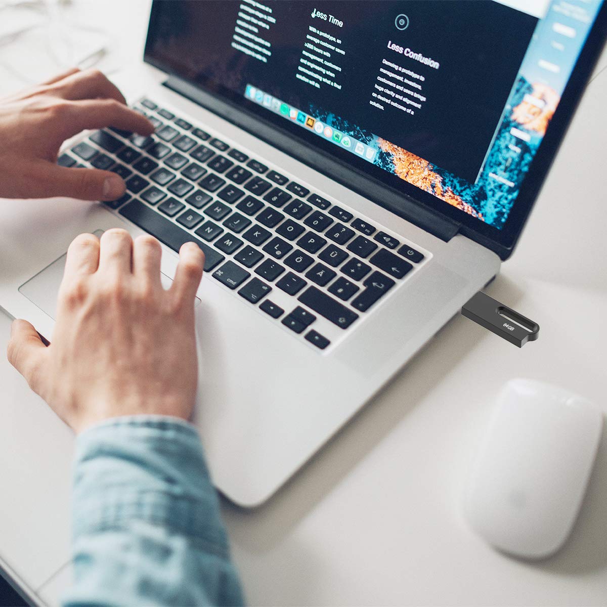 Aiibe 64GB Flash Drive 2 Pack Metal USB Drive Waterproof Portable Memory Stick with Keychain Black Silver - View 8 of 9