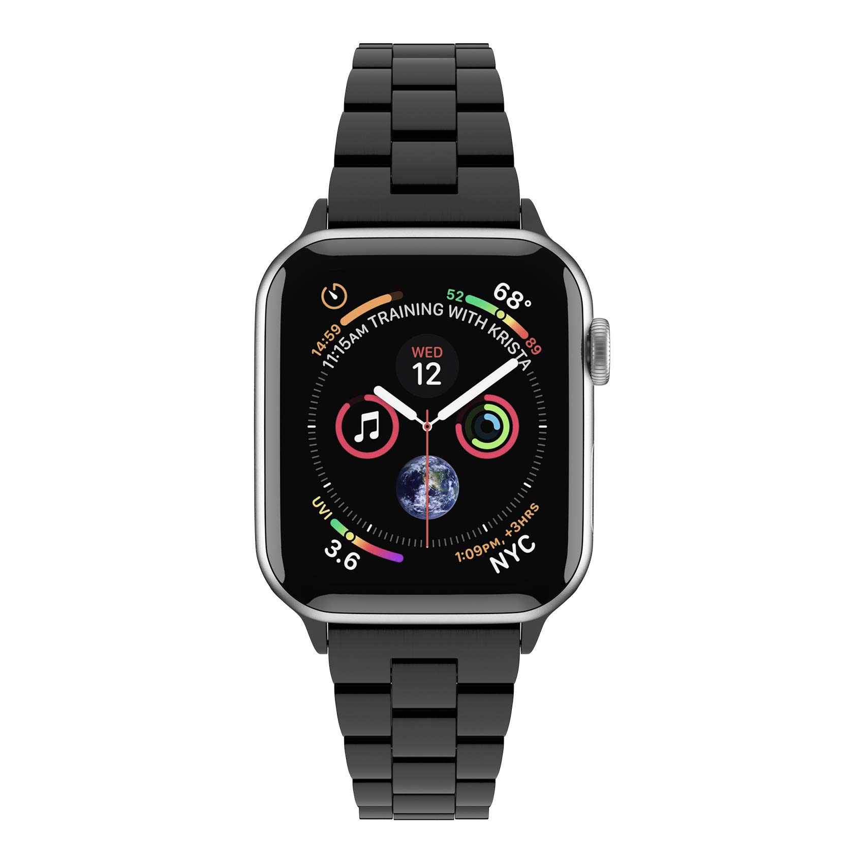 Fitlink Ultra-Slim Brushed Stainless Steel Apple Watch Band for All Series SE Ultra 2 38 to 49mm with Butterfly Buckle Silver - View 2 of 7