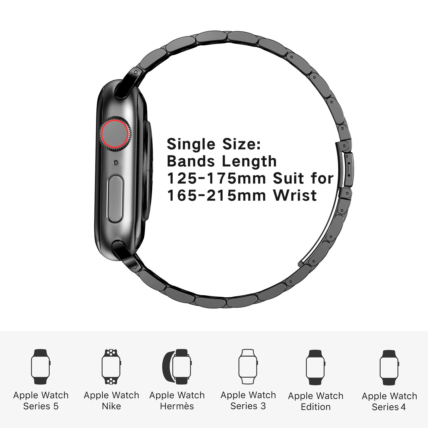 Fitlink Ultra-Slim Brushed Stainless Steel Apple Watch Band for All Series SE Ultra 2 38 to 49mm with Butterfly Buckle Silver - View 4 of 7