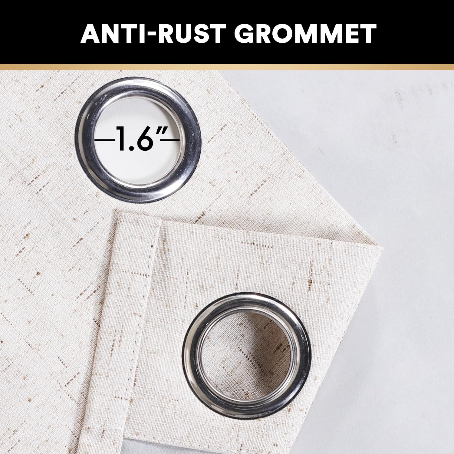 PrinceDeco 64 Inch Blackout Linen Curtains for Kids Room Room Darkening Drapes Ivory 2 Panels Set Thermal Privacy Protection - View 7 of 9