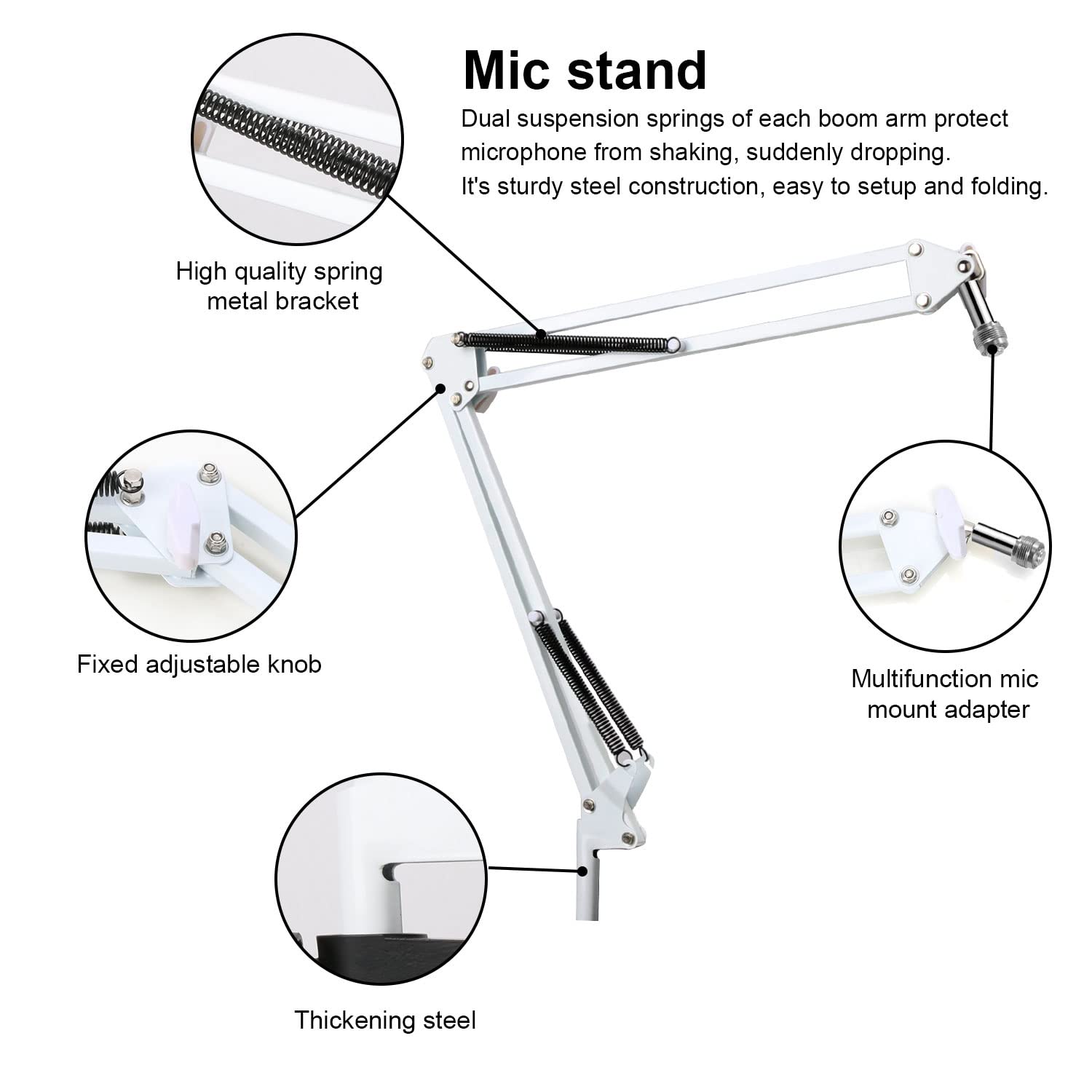 YOUSHARES YOUSHARES Mic Stand with Pop Filter and Foam Cover for Blue Snowball iCE Microphone Boom Arm Stand - View 5 of 7