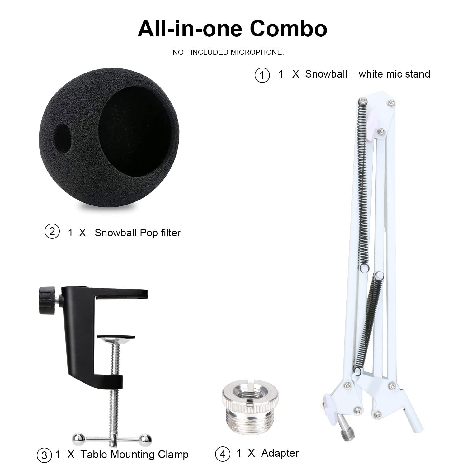 YOUSHARES YOUSHARES Mic Stand with Pop Filter and Foam Cover for Blue Snowball iCE Microphone Boom Arm Stand - View 6 of 7
