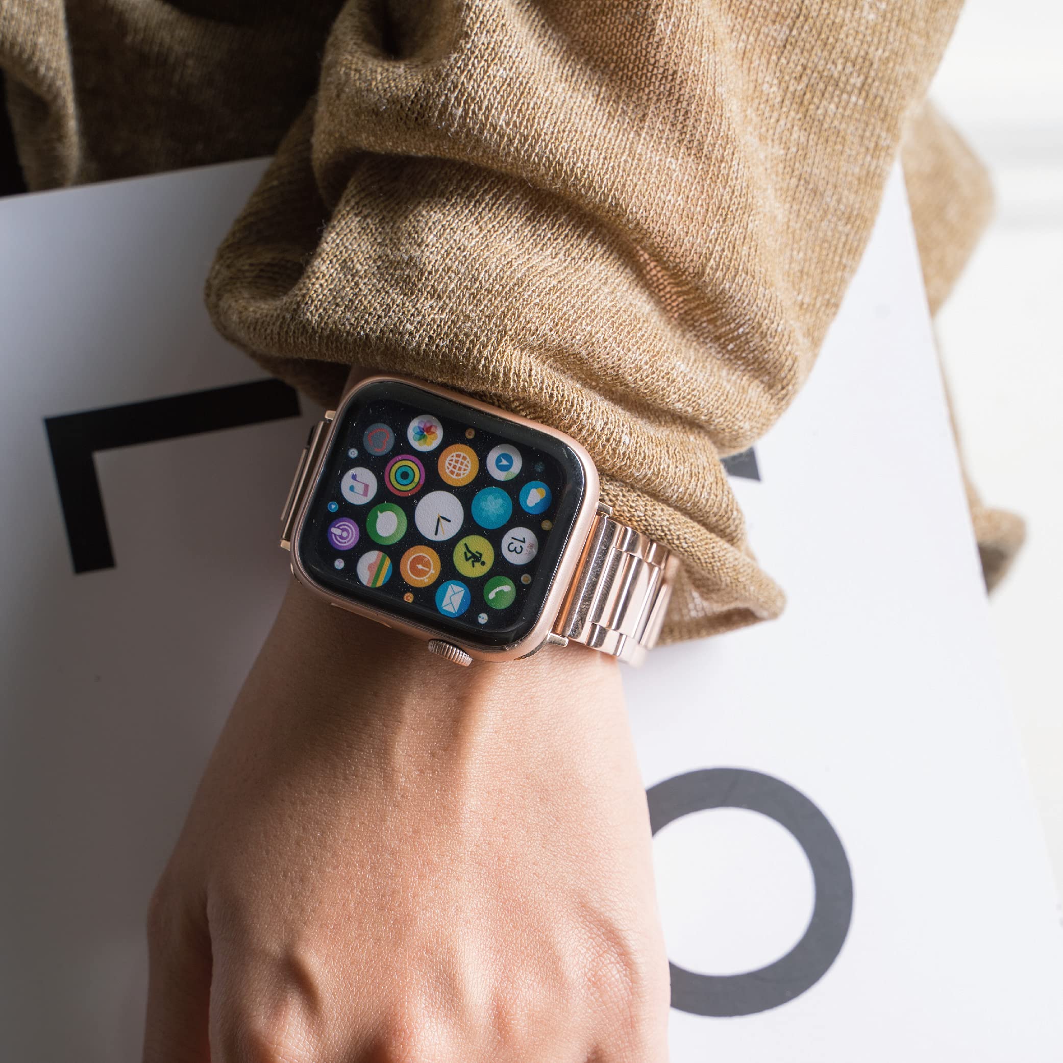 Fitlink 316L Stainless Steel Apple Watch Band Scratch Water Resistant Fits Series 10 Ultra SE Business Casual Blue 42 44 45 49mm - View 5 of 6