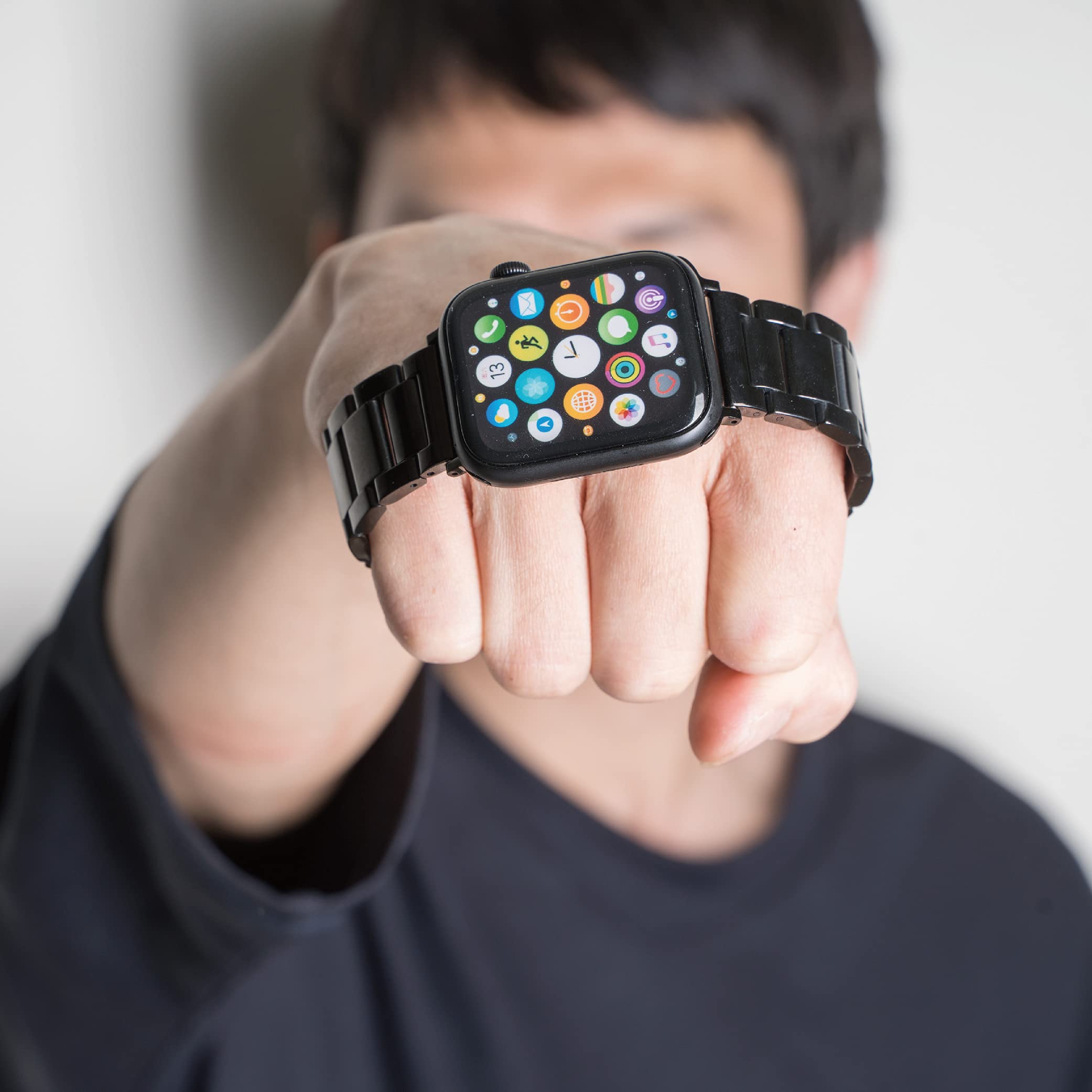 Fitlink 316L Stainless Steel Apple Watch Band Scratch Water Resistant Fits Series 10 Ultra SE Business Casual Blue 42 44 45 49mm - View 6 of 6