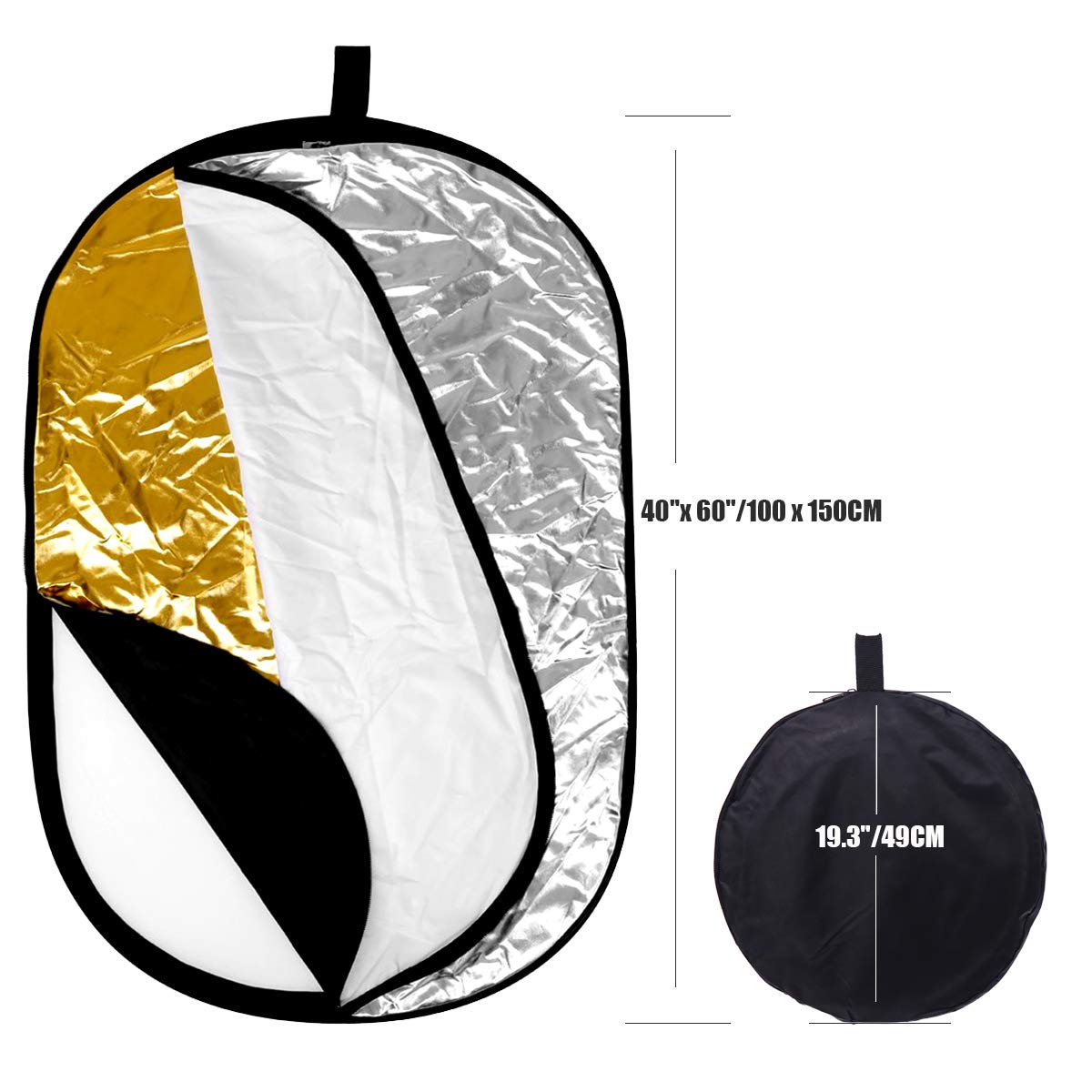 Konseen 5 in 1 Portable Camera Lighting Reflector Diffuser Kit 40x60 for Photography Studio and Outdoor Video Lighting with Carrying Case - View 2 of 6