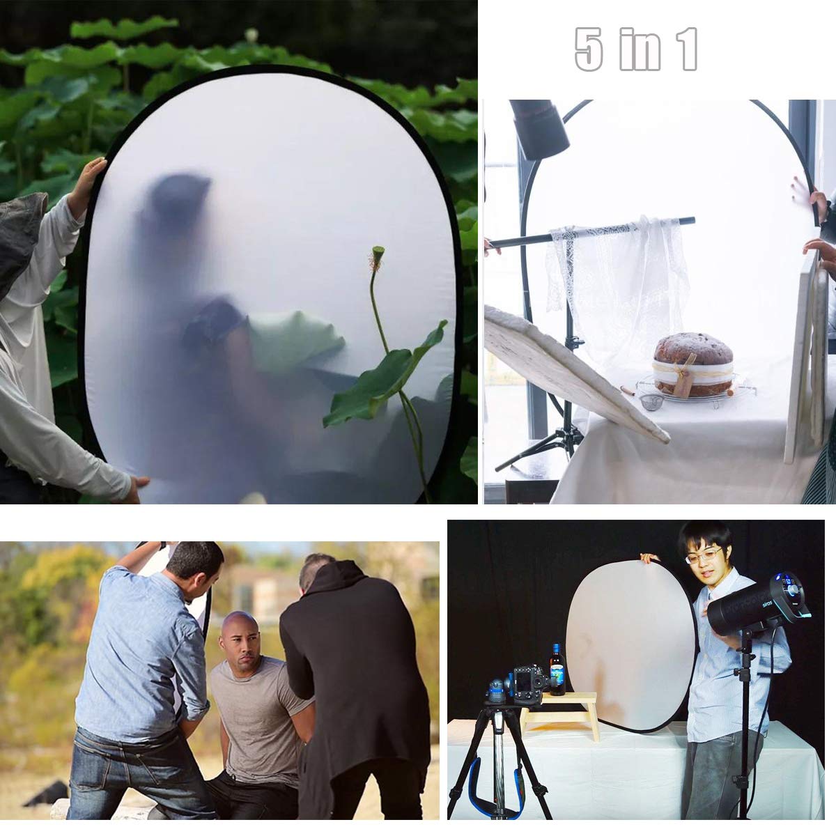 Konseen 5 in 1 Portable Camera Lighting Reflector Diffuser Kit 40x60 for Photography Studio and Outdoor Video Lighting with Carrying Case - View 4 of 6