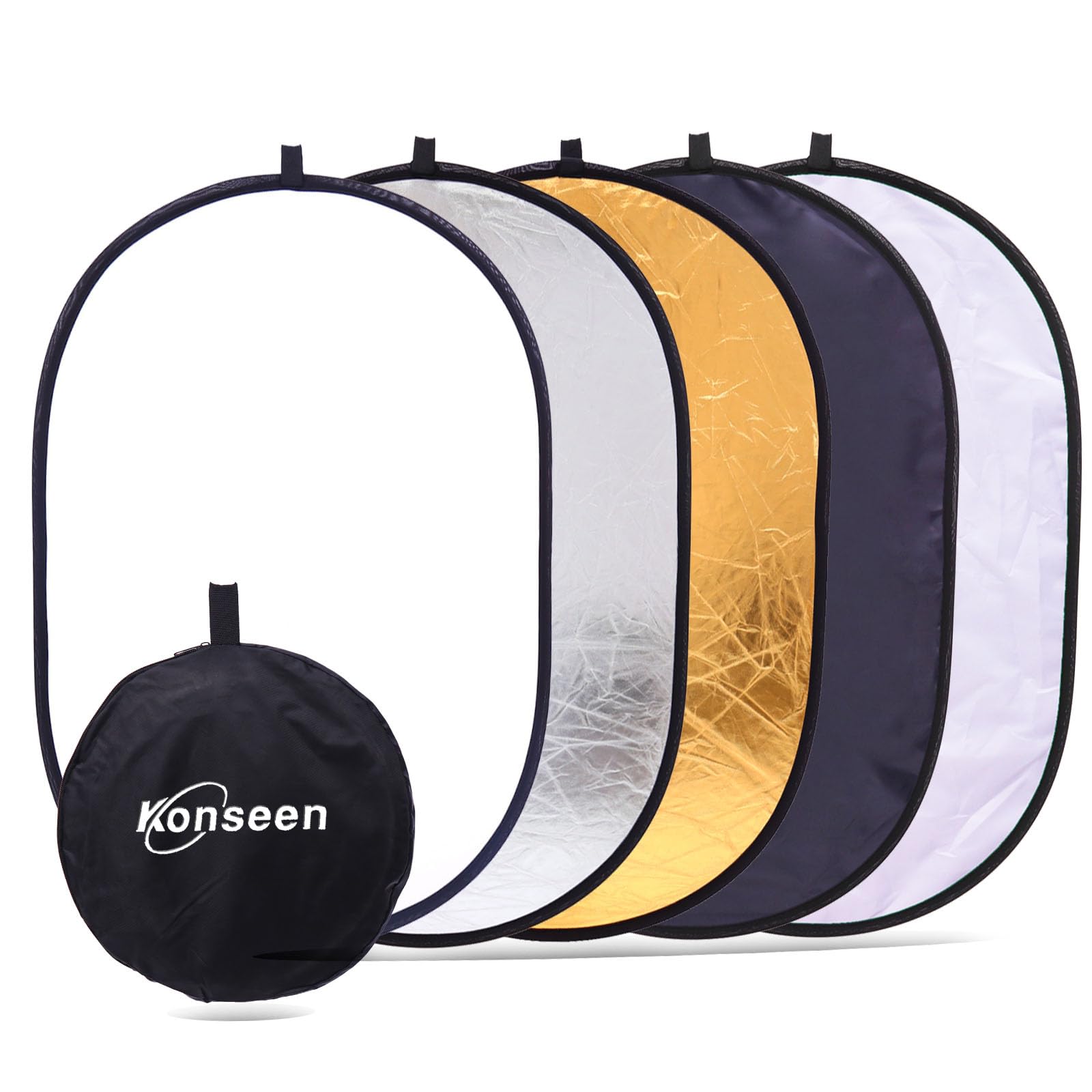 Konseen 5 in 1 Portable Camera Lighting Reflector Diffuser Kit 40x60 for Photography Studio and Outdoor Video Lighting with Carrying Case