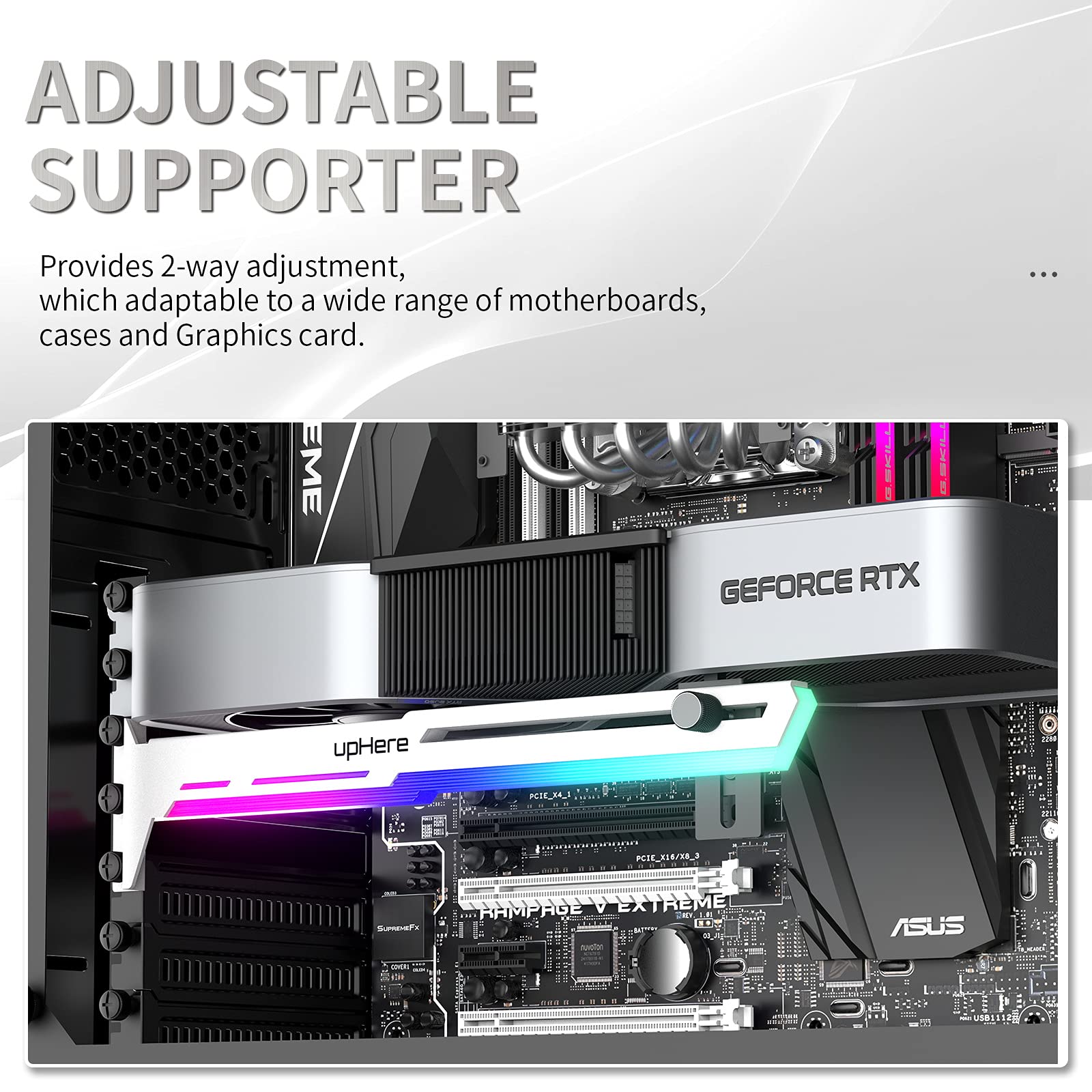 upHere 5V Addressable RGB GPU Brace Support with Adjustable Length and Height for Video Card Sag Holder G276WTARGB - View 3 of 8
