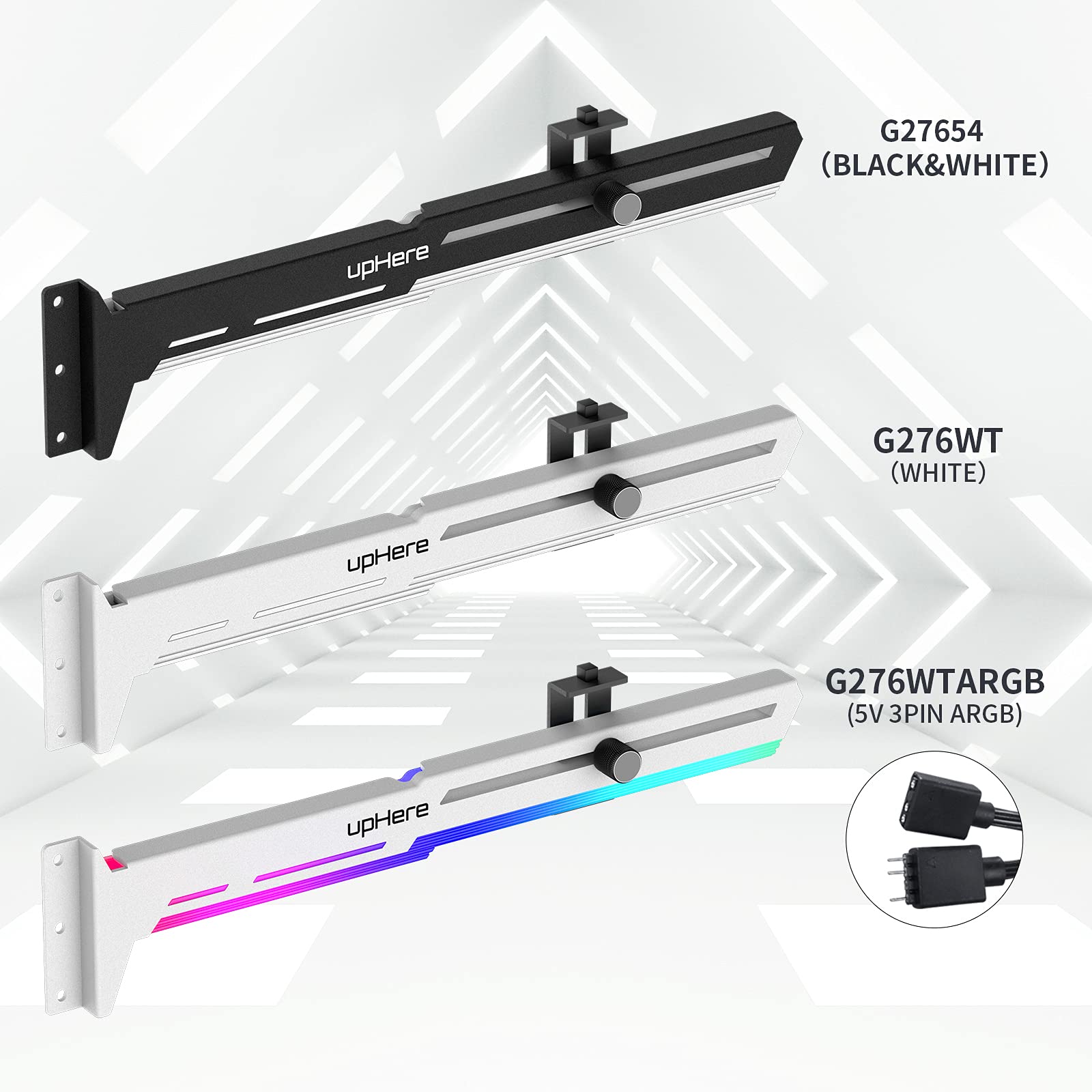 upHere 5V Addressable RGB GPU Brace Support with Adjustable Length and Height for Video Card Sag Holder G276WTARGB - View 6 of 8