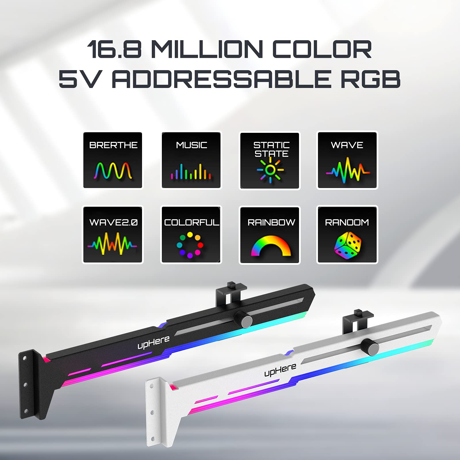 upHere 5V Addressable RGB GPU Brace Support with Adjustable Length and Height for Video Card Sag Holder G276WTARGB - View 8 of 8