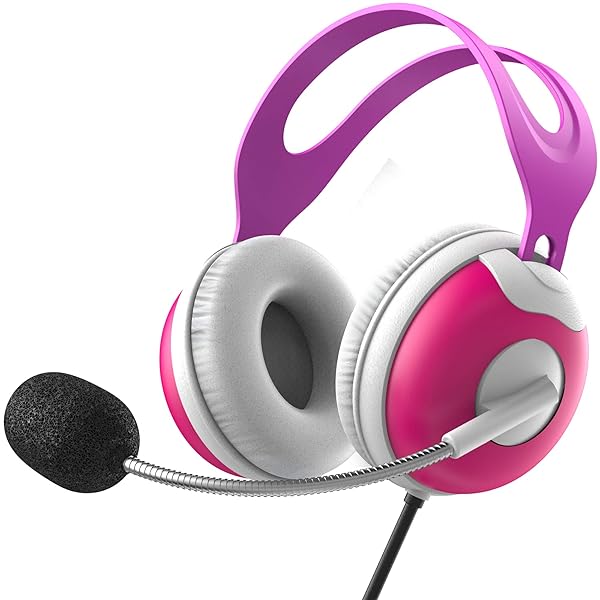 Thore Thore Kids Headphones with Boom Mic & Volume Control - Perfect for Online School (Pink) - View 3 of 9