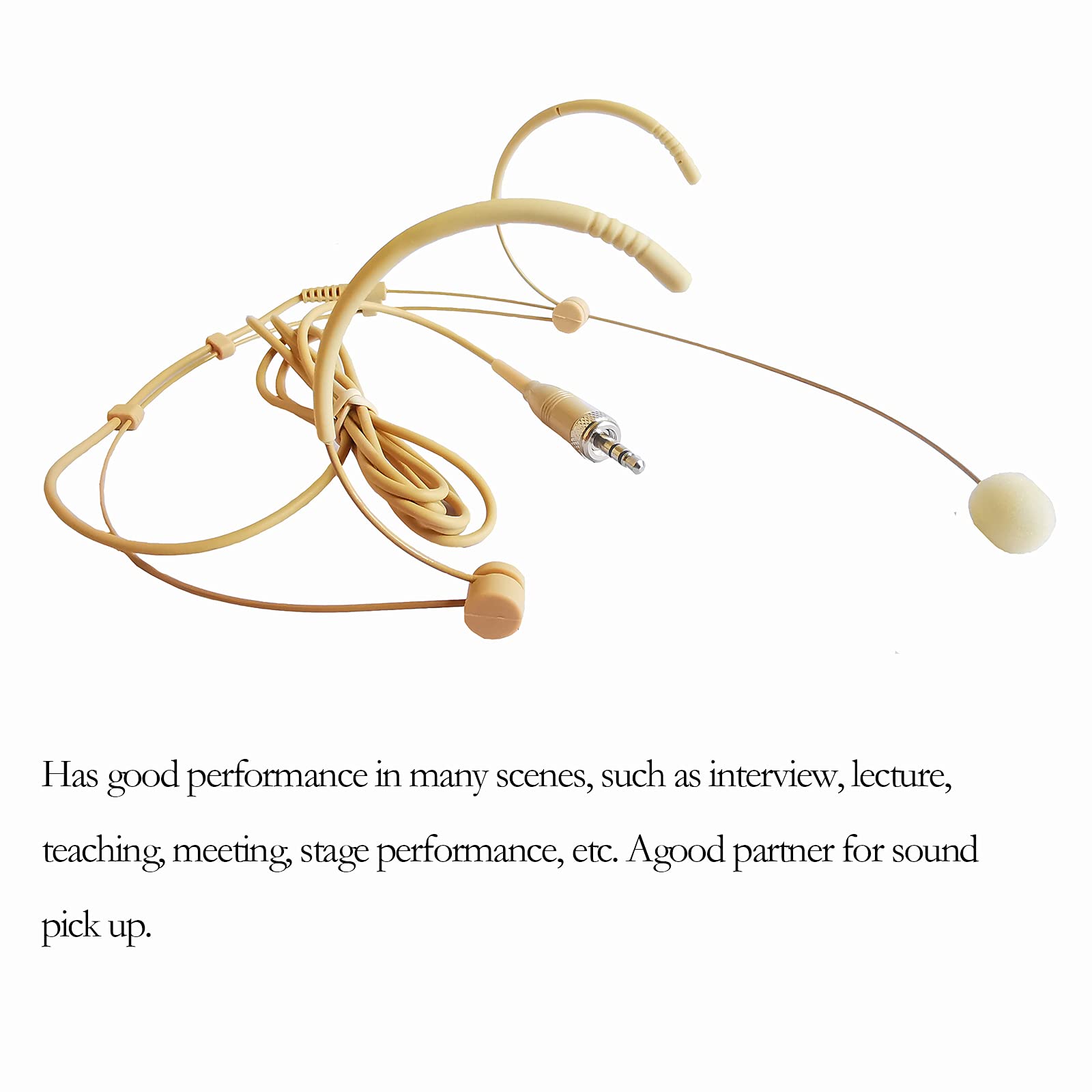 Sujeetec Headset Microphone Discreet Ear Hook Mic for Sennheiser Wireless Ideal for Lectures Live Performance Theater Podcasts Beige - View 5 of 6