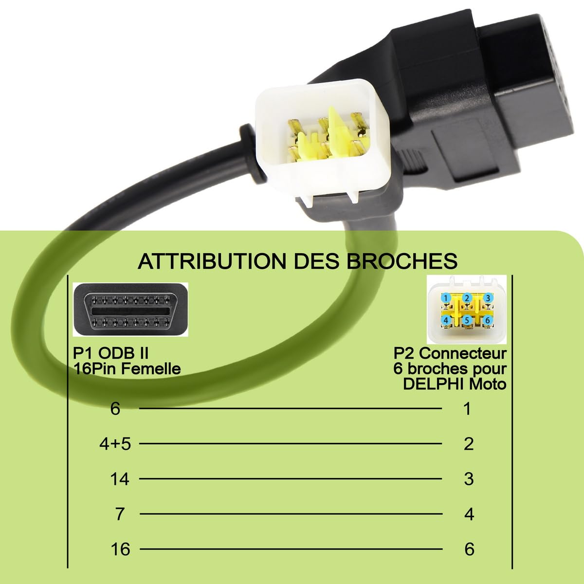 Goliton OBD2 OBDII Diagnostic Adapter Cable 6 Pin 16 Pin Compatible with KTM Moto for Fast and Accurate Vehicle Diagnostics - View 5 of 7