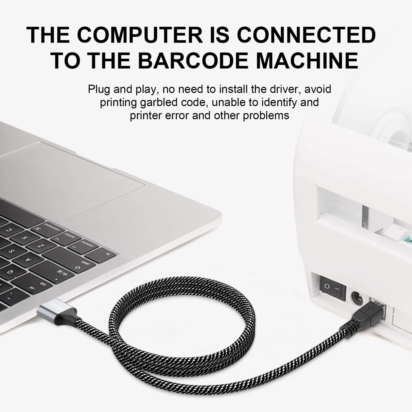 MOSWAG 5FT USB Printer Cable Type A to B High Speed Durable Cord for HP Canon Dell Epson Lexmark Xerox Brother Samsung and More - View 5 of 6