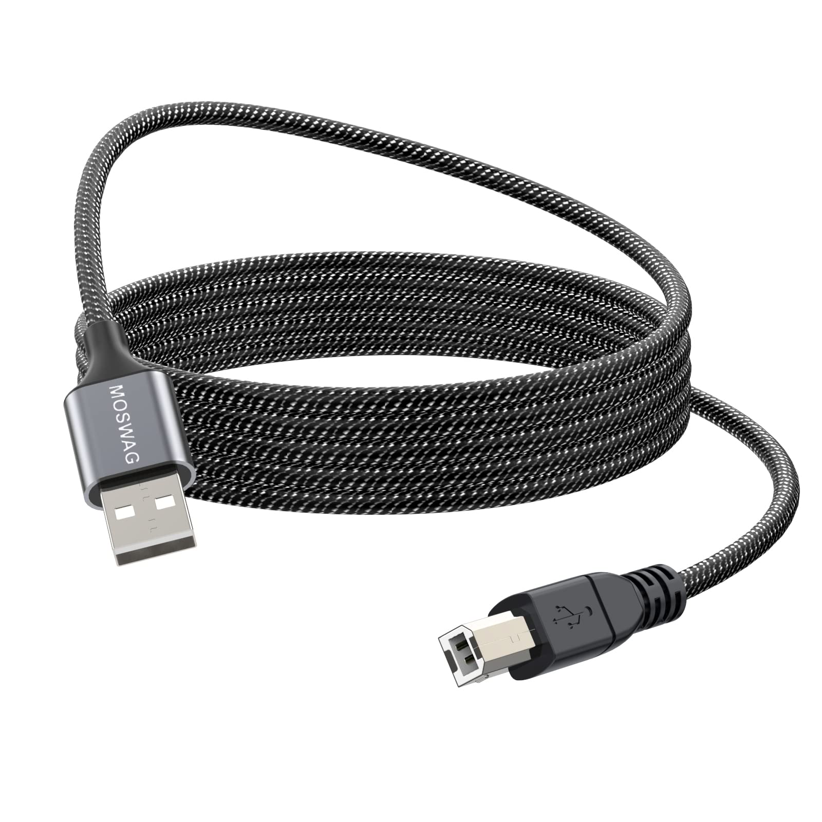 MOSWAG 5FT USB Printer Cable Type A to B High Speed Durable Cord for HP Canon Dell Epson Lexmark Xerox Brother Samsung and More