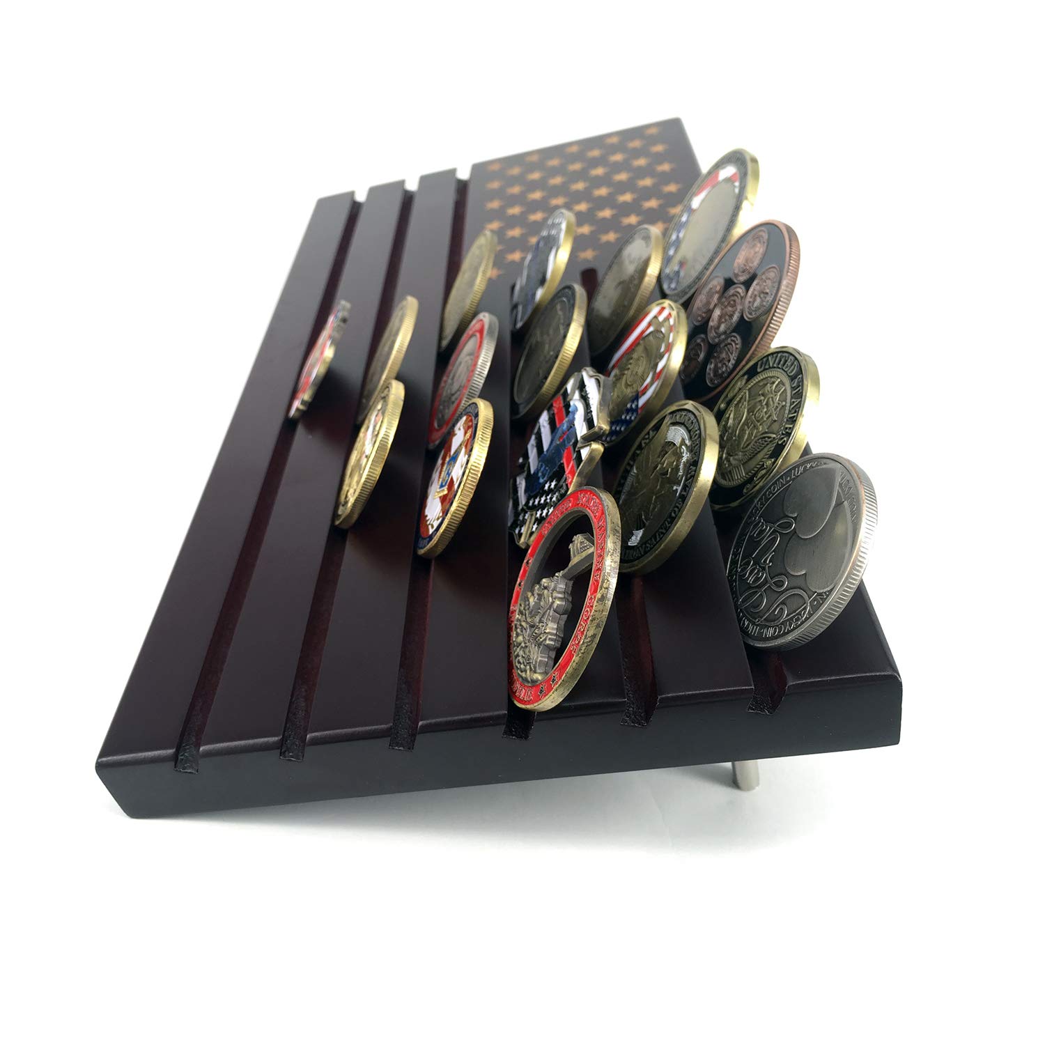 Glamtune American Flag Military Coin Stand Large 6 Rows Challenge Coin Display Holder - View 3 of 7