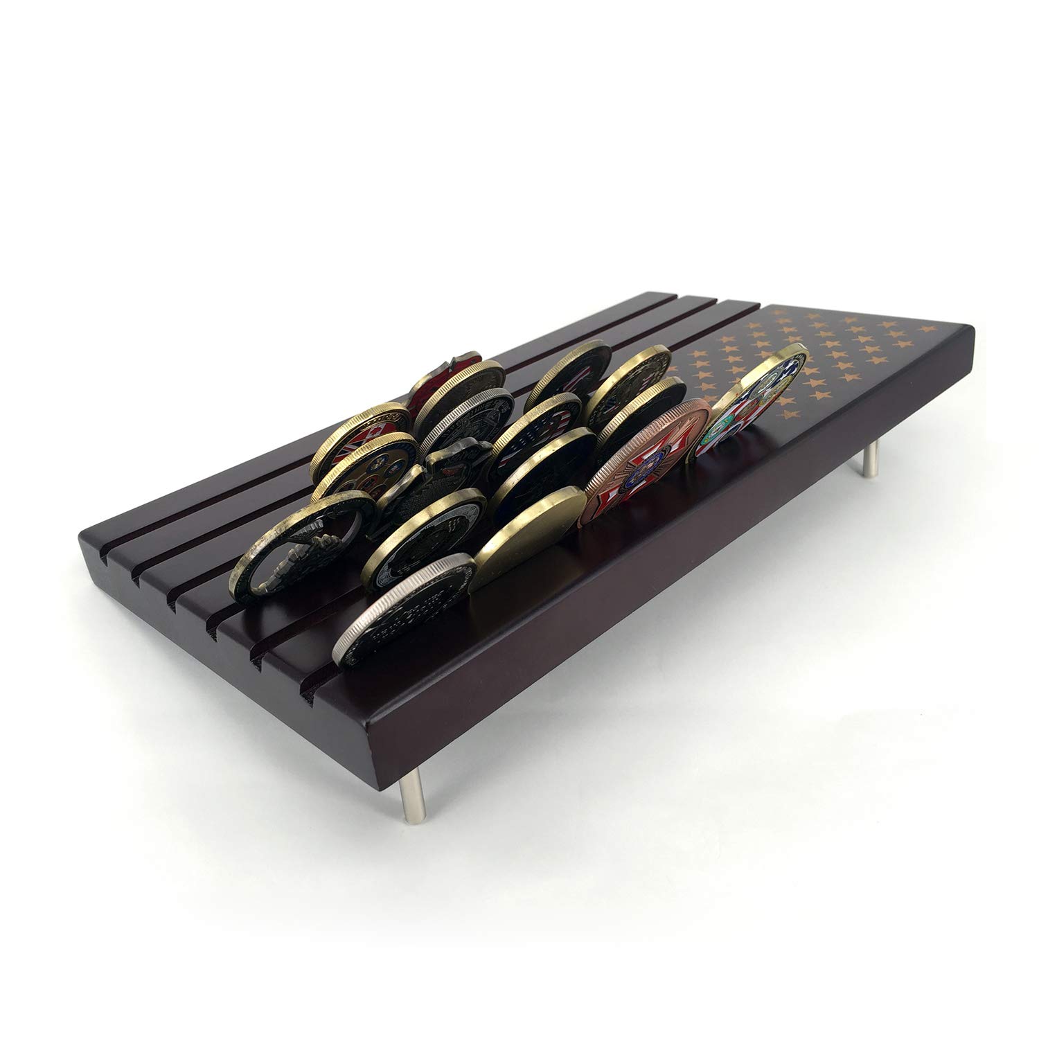 Glamtune American Flag Military Coin Stand Large 6 Rows Challenge Coin Display Holder - View 4 of 7