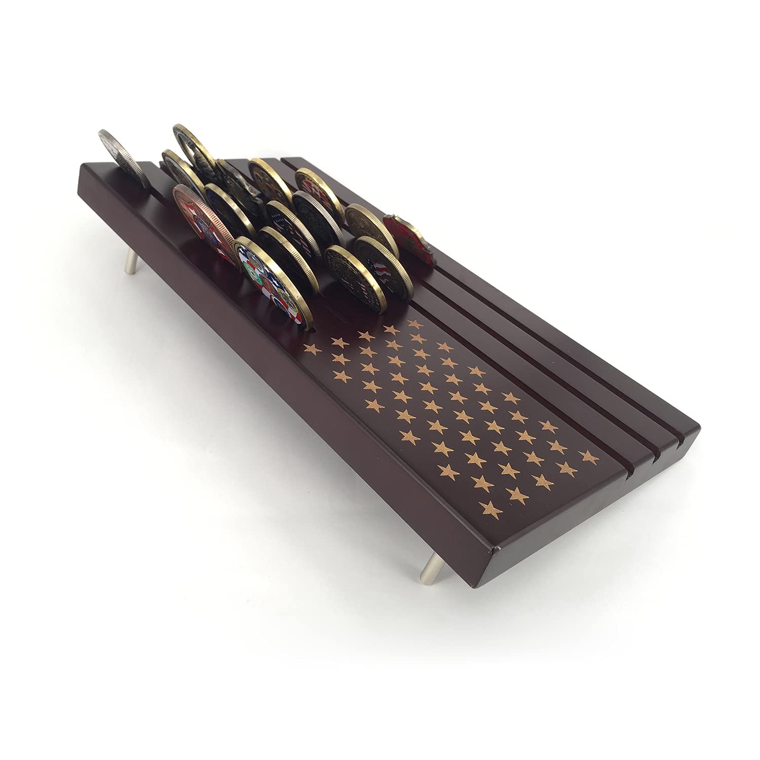 Glamtune American Flag Military Coin Stand Large 6 Rows Challenge Coin Display Holder - View 5 of 7