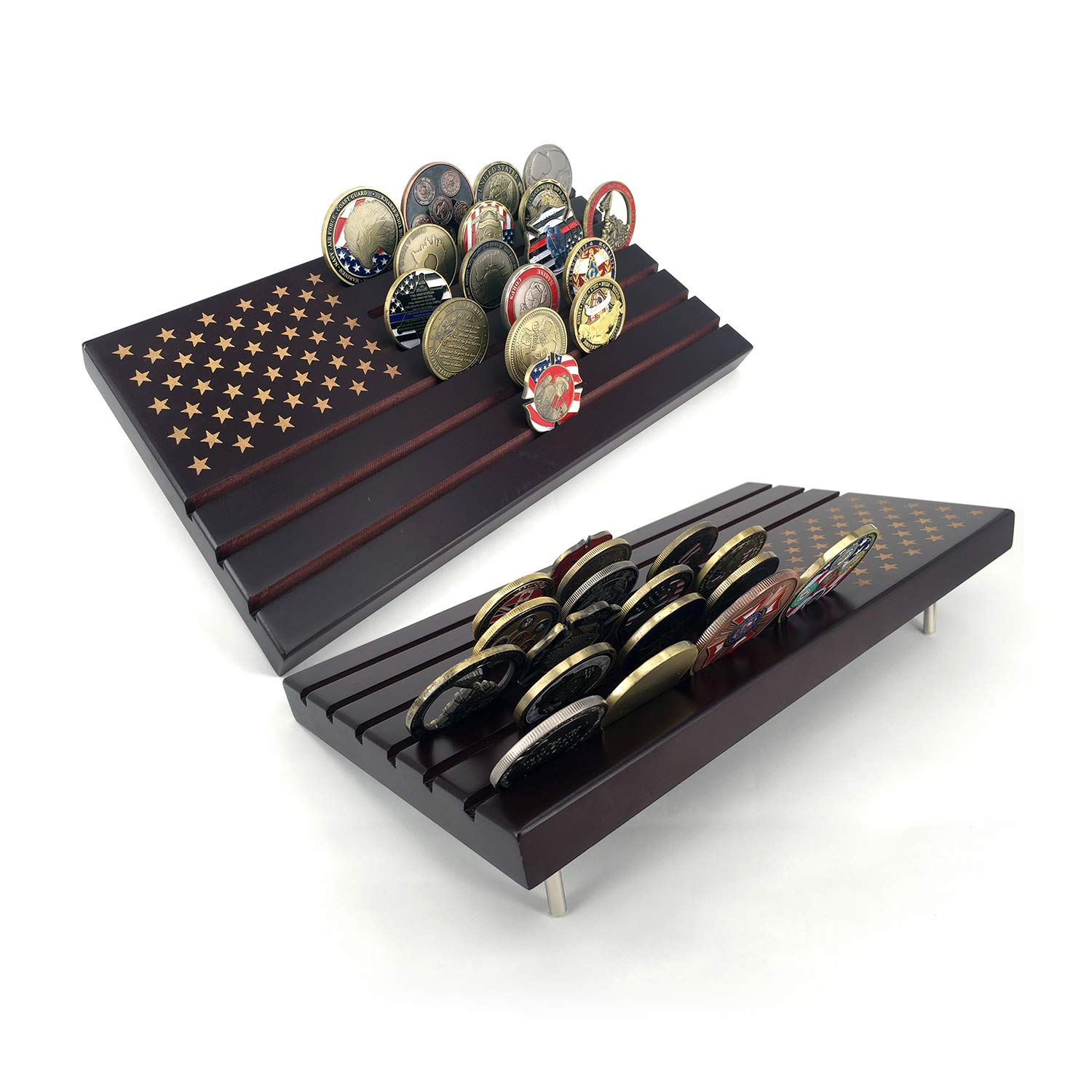 Glamtune American Flag Military Coin Stand Large 6 Rows Challenge Coin Display Holder
