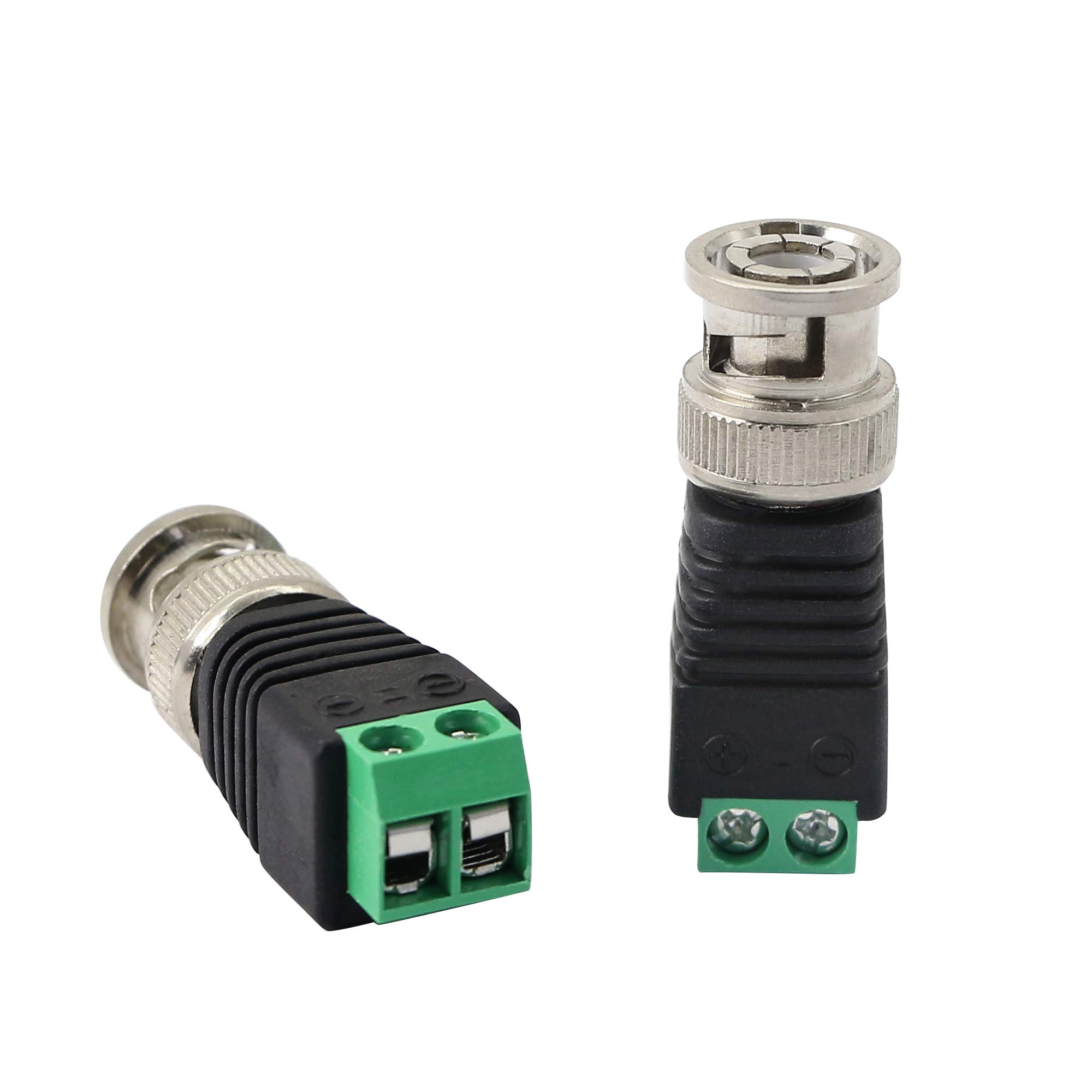 PNGKNYOCN BNC Male Connector 2 Screw Terminal Solderless Adapter for CAT5 Coaxial Cable CCTV Camera 5-Pack - View 2 of 5