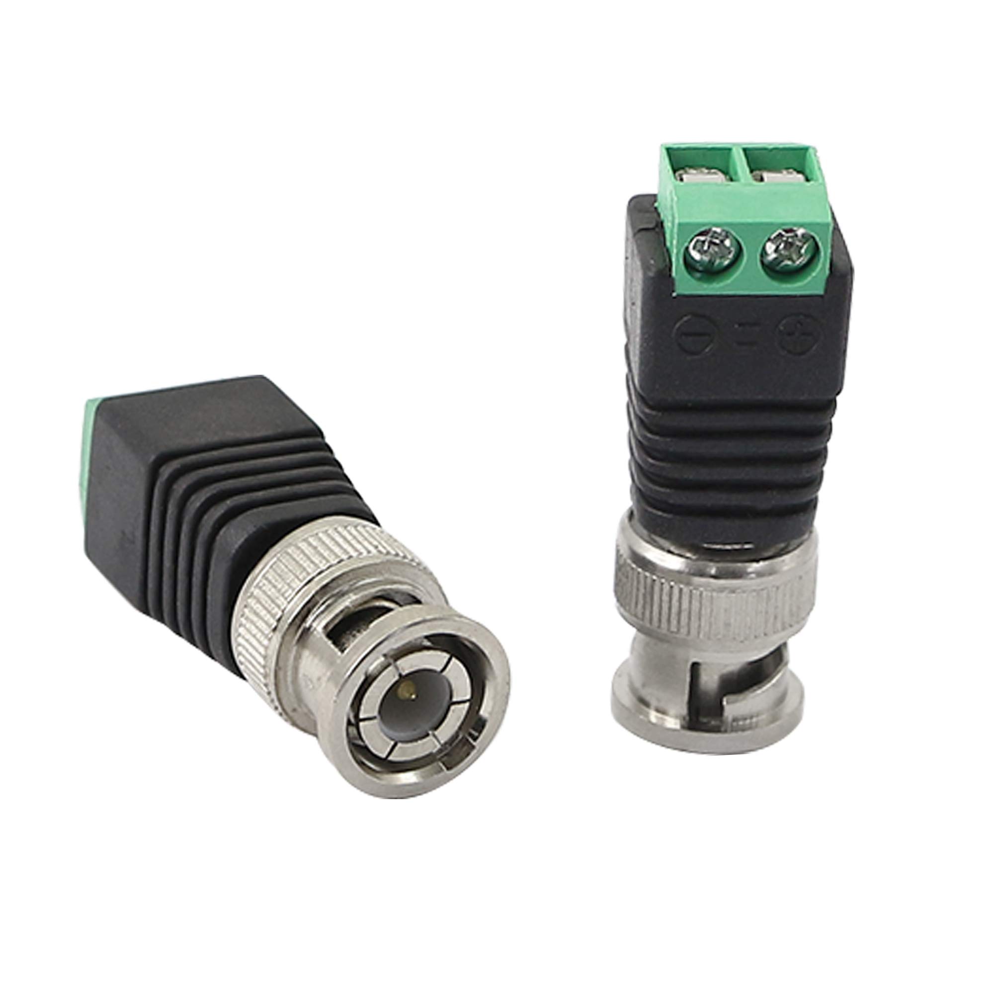 PNGKNYOCN BNC Male Connector 2 Screw Terminal Solderless Adapter for CAT5 Coaxial Cable CCTV Camera 5-Pack - View 3 of 5