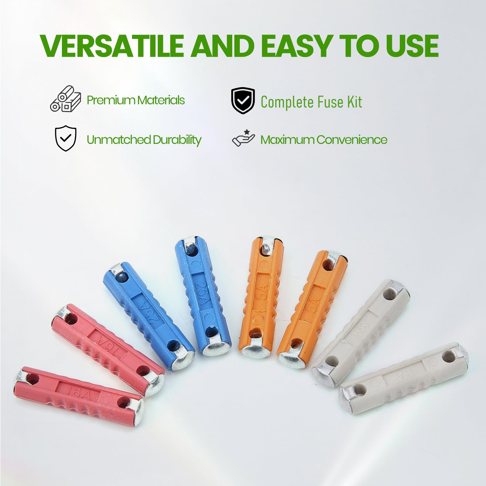 Aramox European Classic Car Fuse Kit 50pcs Torpedo Fuse Set 5A 8A 16A 25A Zinc Alloy PF Material for Stable 32V Circuit Protection - View 3 of 9