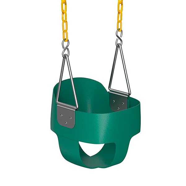 Jungle Gym Kingdom Jungle Gym Kingdom Toddler Swing - Heavy Duty High Back Full Bucket Seat for Outdoor Fun - Fully Assembled Green Swing
