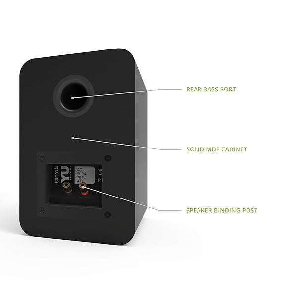 Kanto Kanto YU Passive 4&amp;quot; Passive Bookshelf Speakers with 1&amp;quot; Silk Dome Tweeter | External Amplifier Required | Pair | Matte Black - View 4 of 7