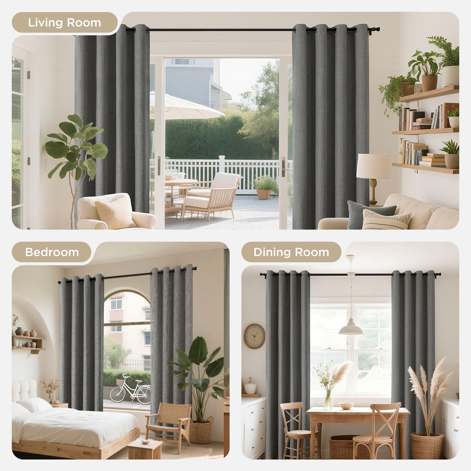 Joydeco 72 Inch Blackout Curtains 2 Panels Grey Room Darkening Thermal Drapes for Bedroom Privacy Protection - View 7 of 9