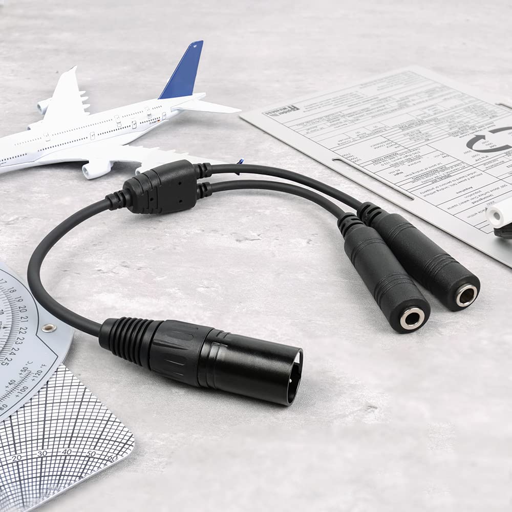 R SPIDER WIRELESS Aviation Headset GA Dual Plugs to Airbus 5 Pin XLR Adapter for Enhanced Flight Communication - View 2 of 5