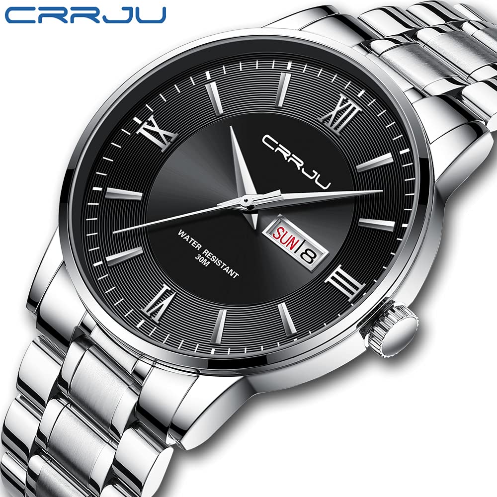 CRRJU CRRJU Fashion Watches for Men,Casual Calendar Militry 3ATM Waterproof Watches,316L Stainsteel Steel Strap Watch - View 2 of 9
